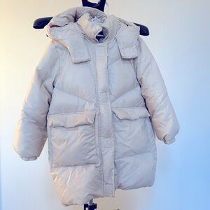 🐻 ❄️ EEUC ZARA GIRLS 7 QUILTED HOOD PUFFY JACKET LONG CREAM 
!!